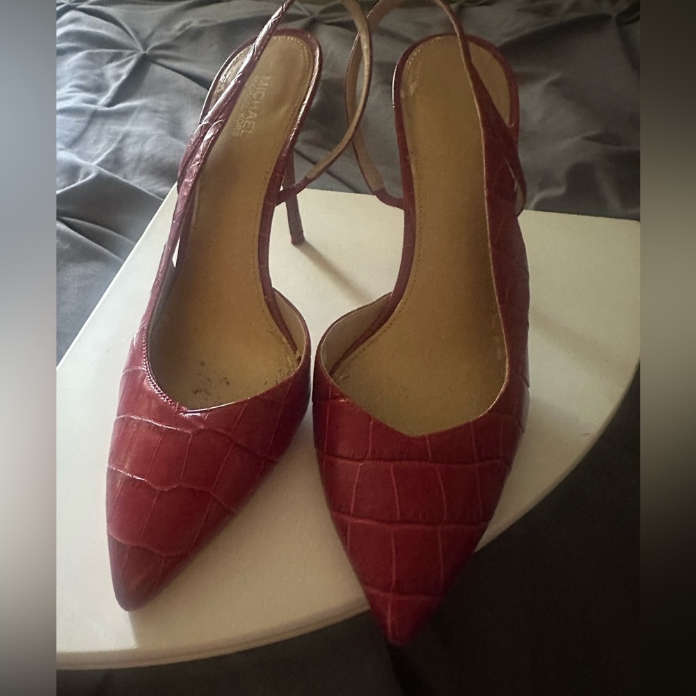 MICHAEL Michael Kors Eliza Crocodile-Embossed Leather Slingback Pumps